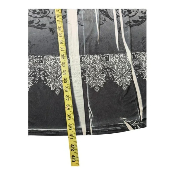 NWT Apt 9 Womens Geometric Dress Scoop Neck Gray White Shark Bite Stretch Knit L - Picture 13 of 14